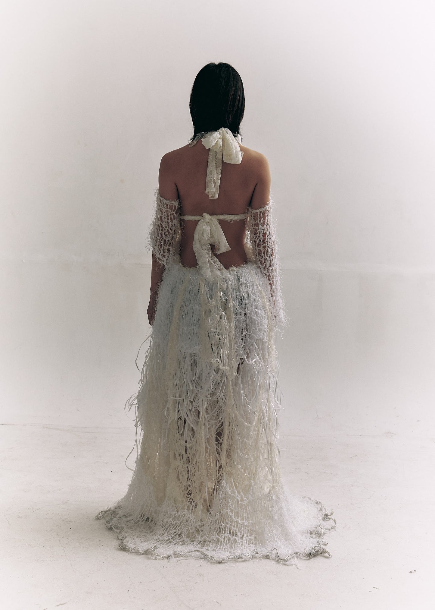 Hand knitted bridal dress