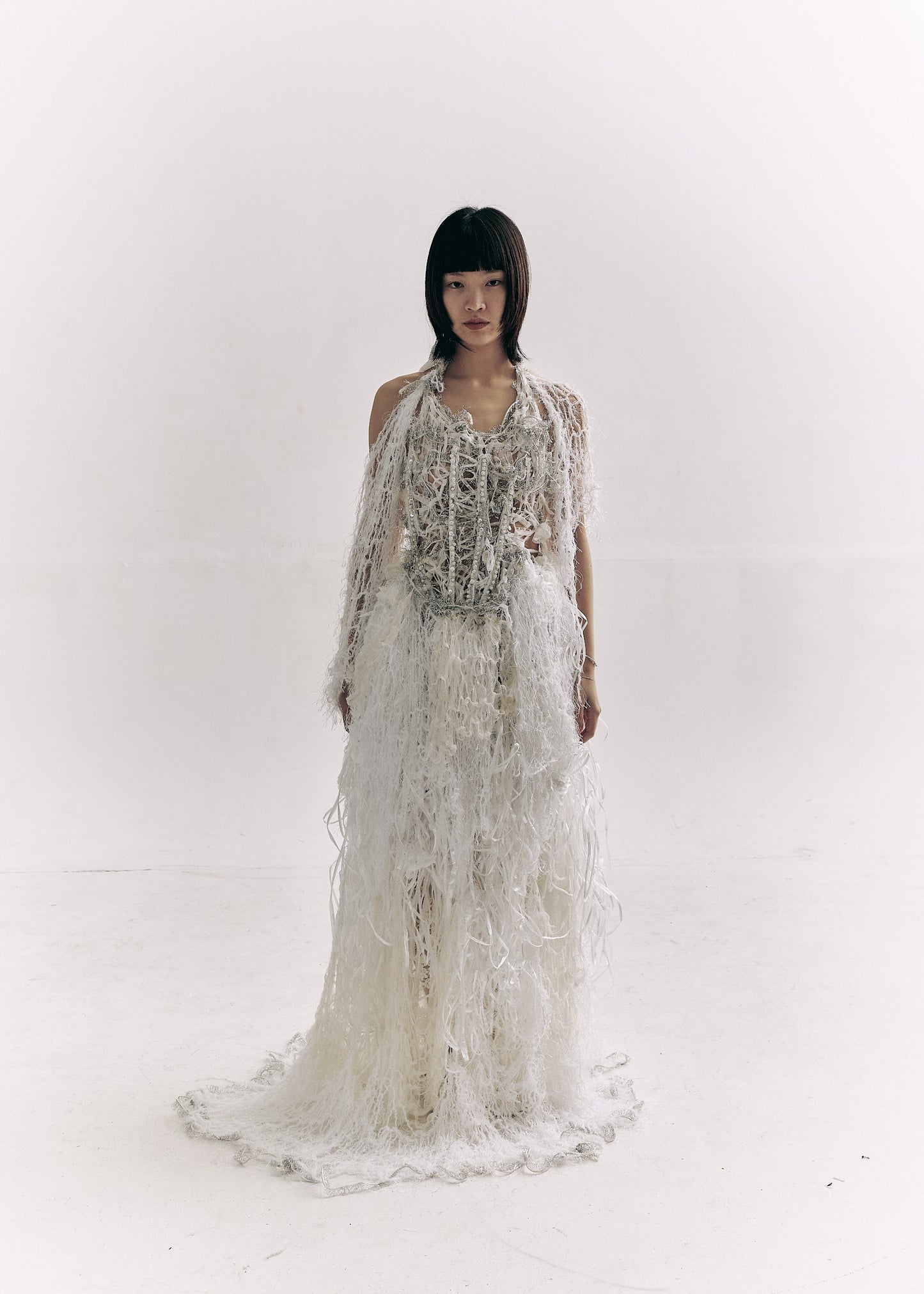 Hand knitted bridal dress