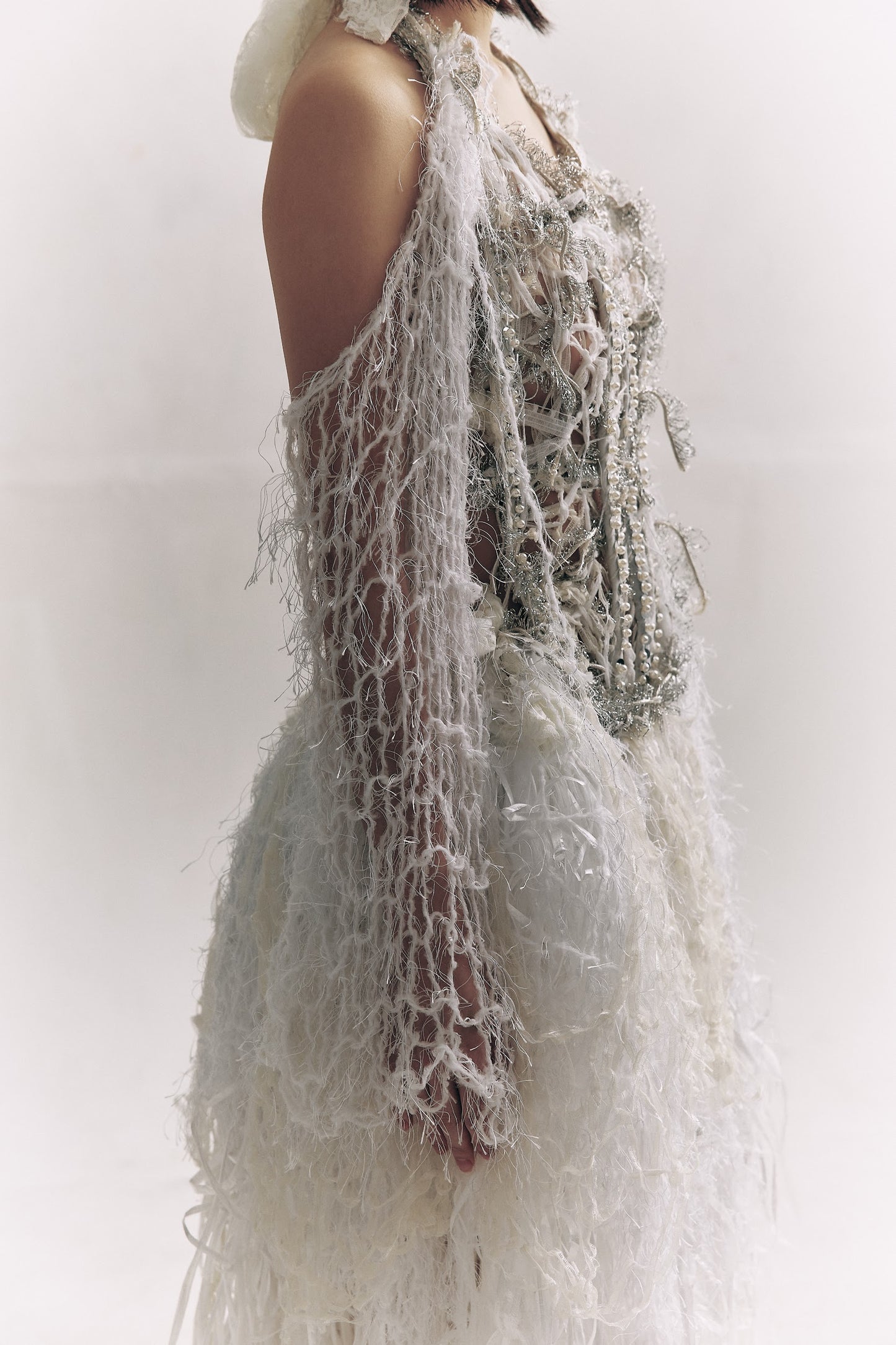 Hand knitted bridal dress