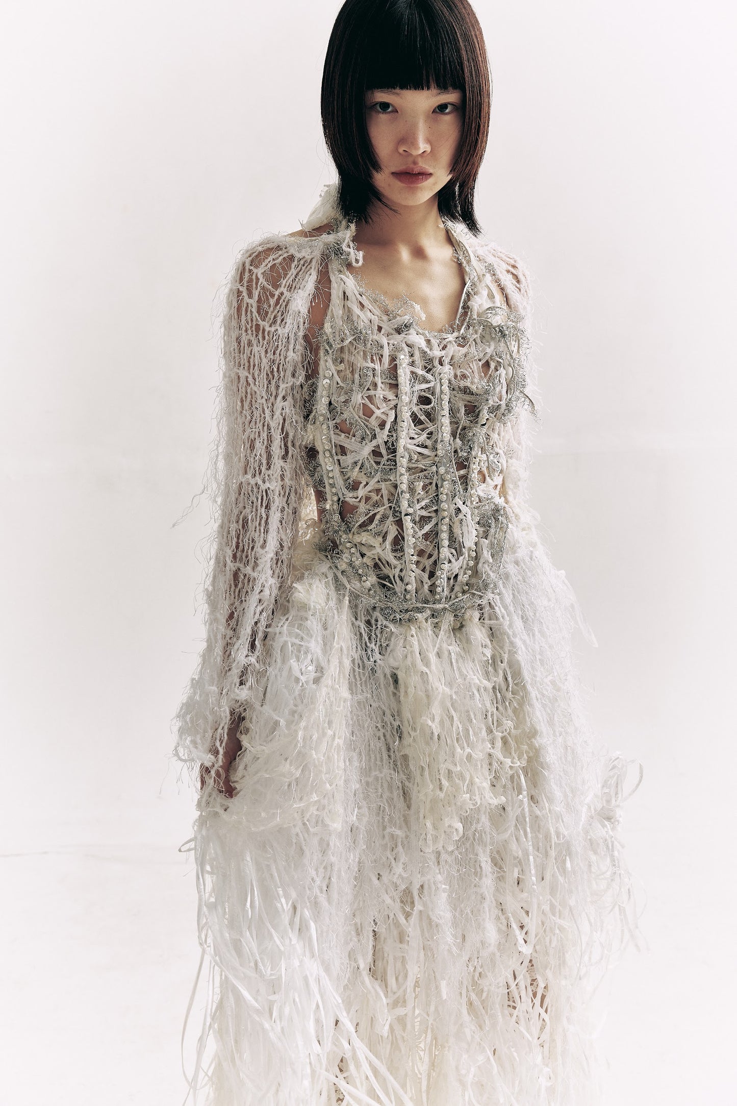 Hand knitted bridal dress