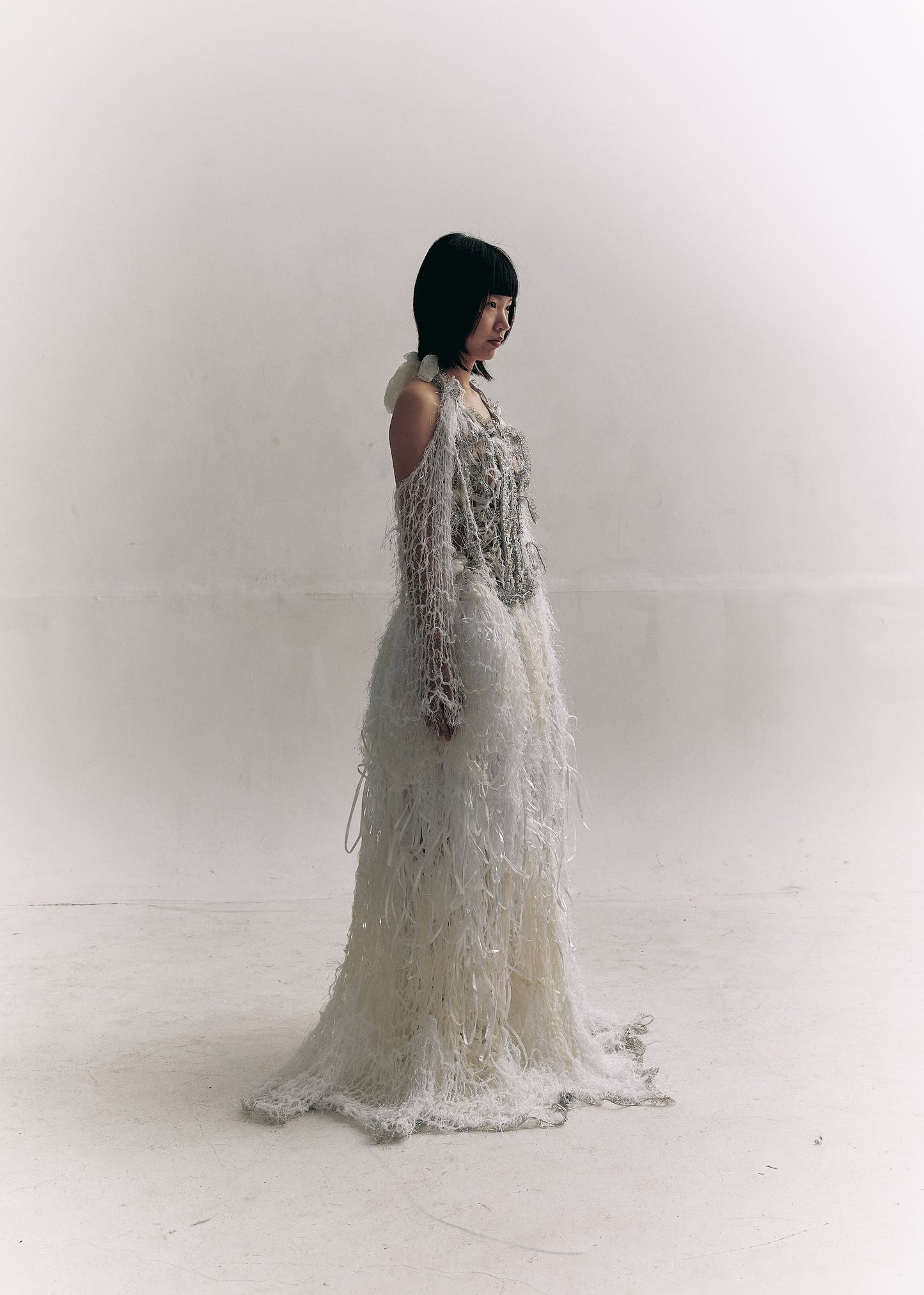 Hand knitted bridal dress