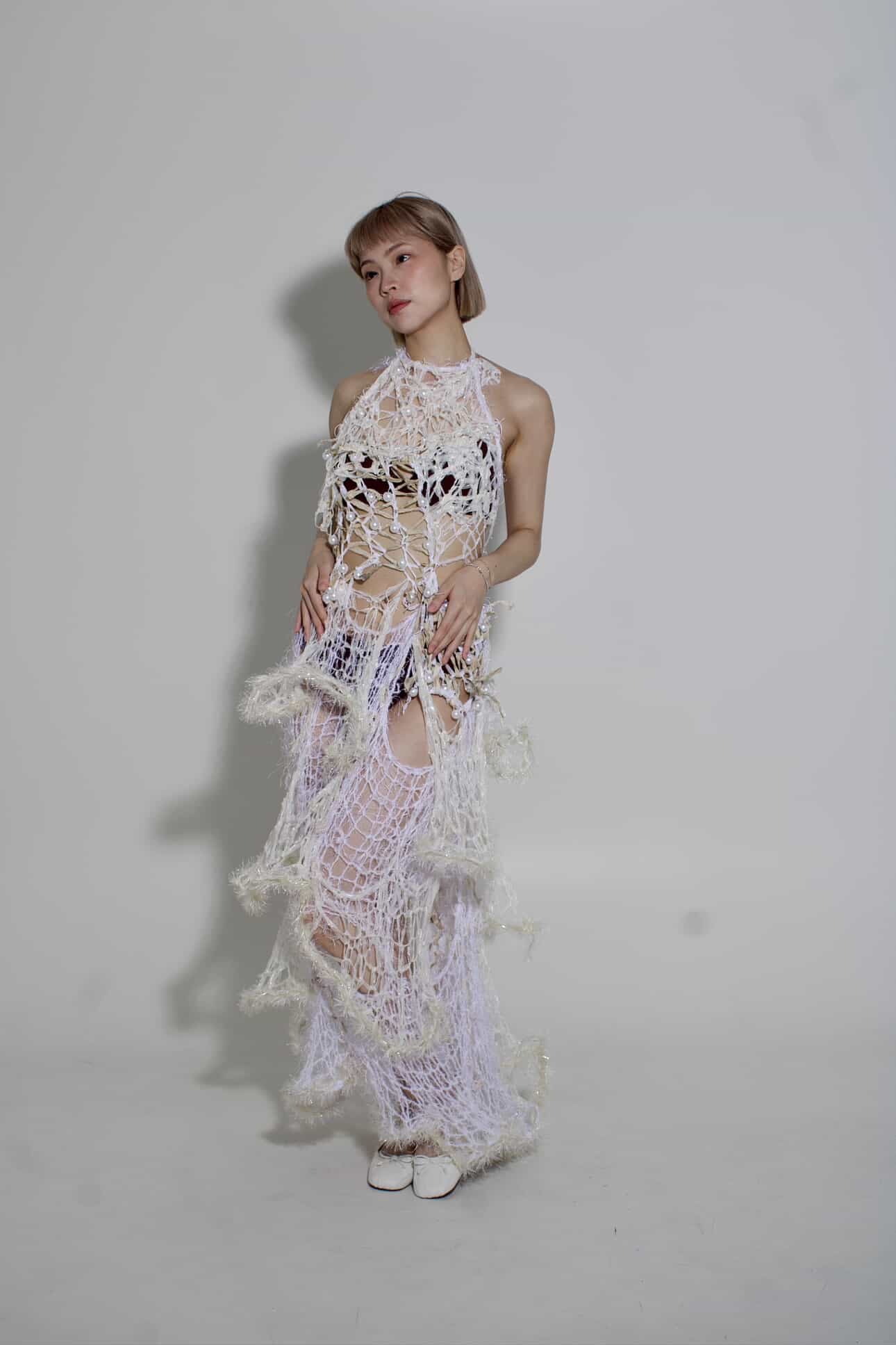 White pearl dress