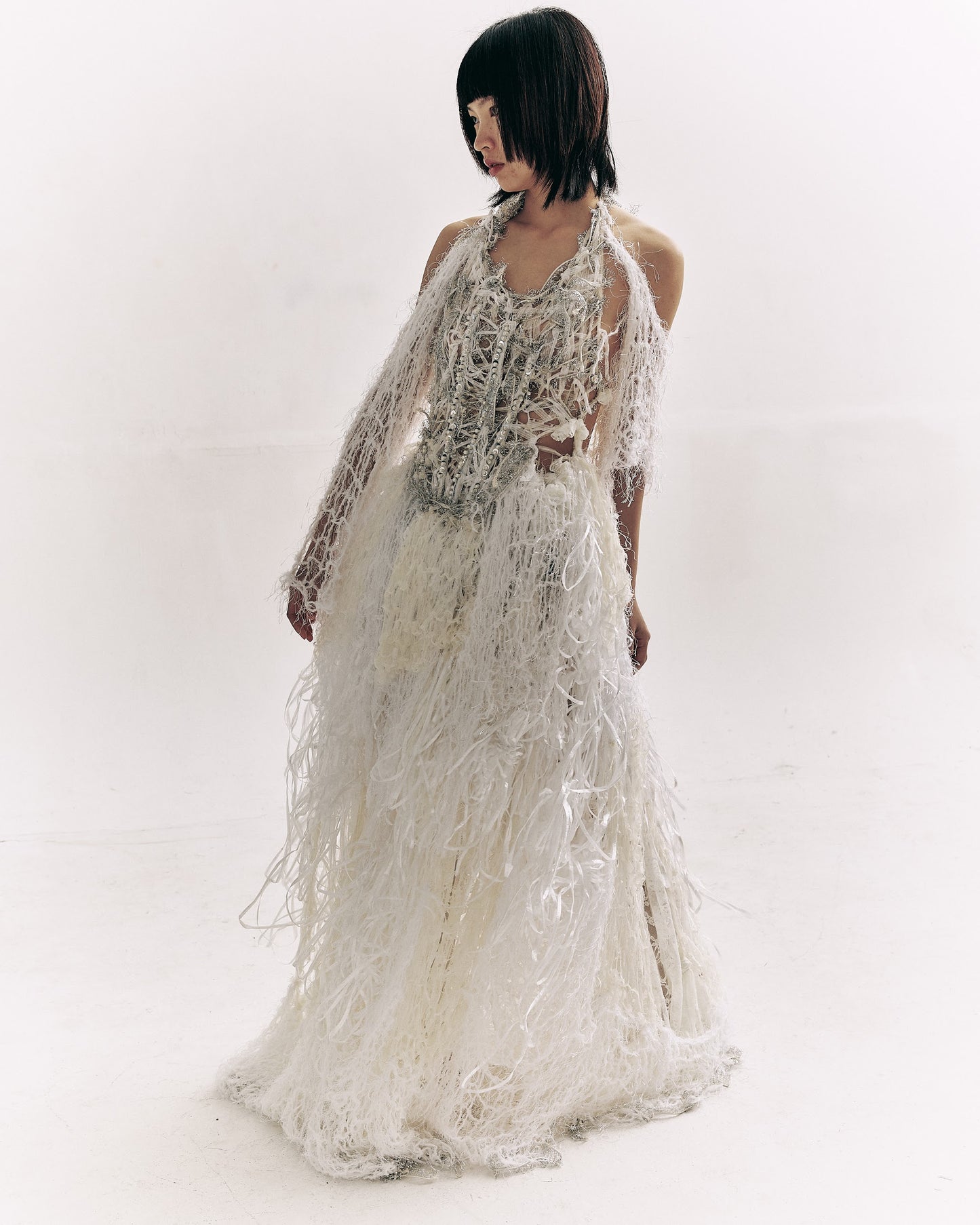 Hand knitted bridal dress